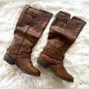 Brown Leather Knee-High Boots